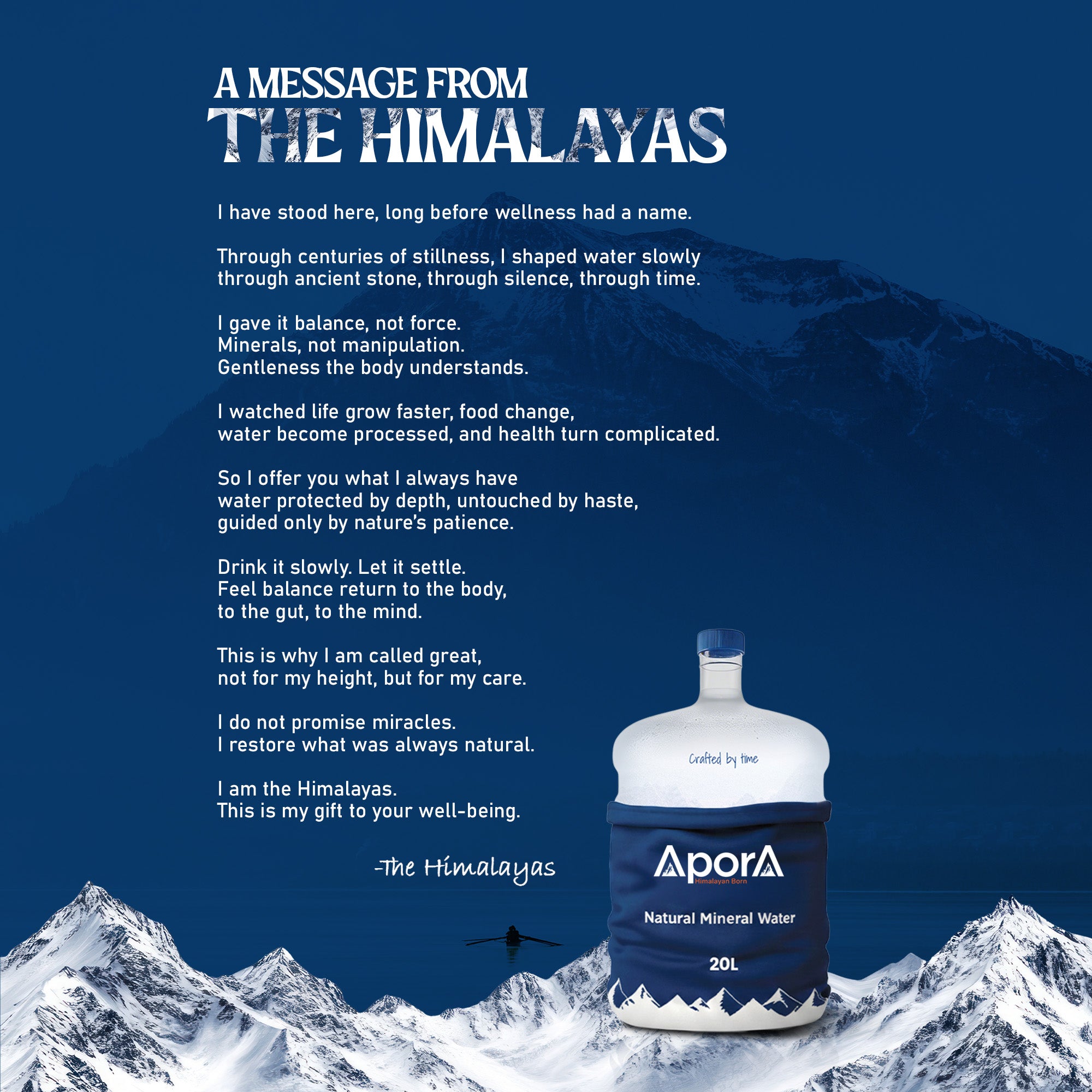 AporA Himalayan Born Natural Mineral Water | Natural pH~8 | TDS>250 | 1 X 20L